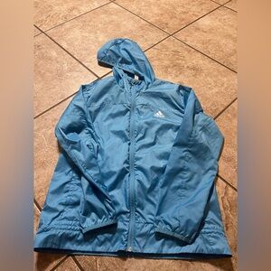 Adidas Light weight Blue Hooded windbreaker